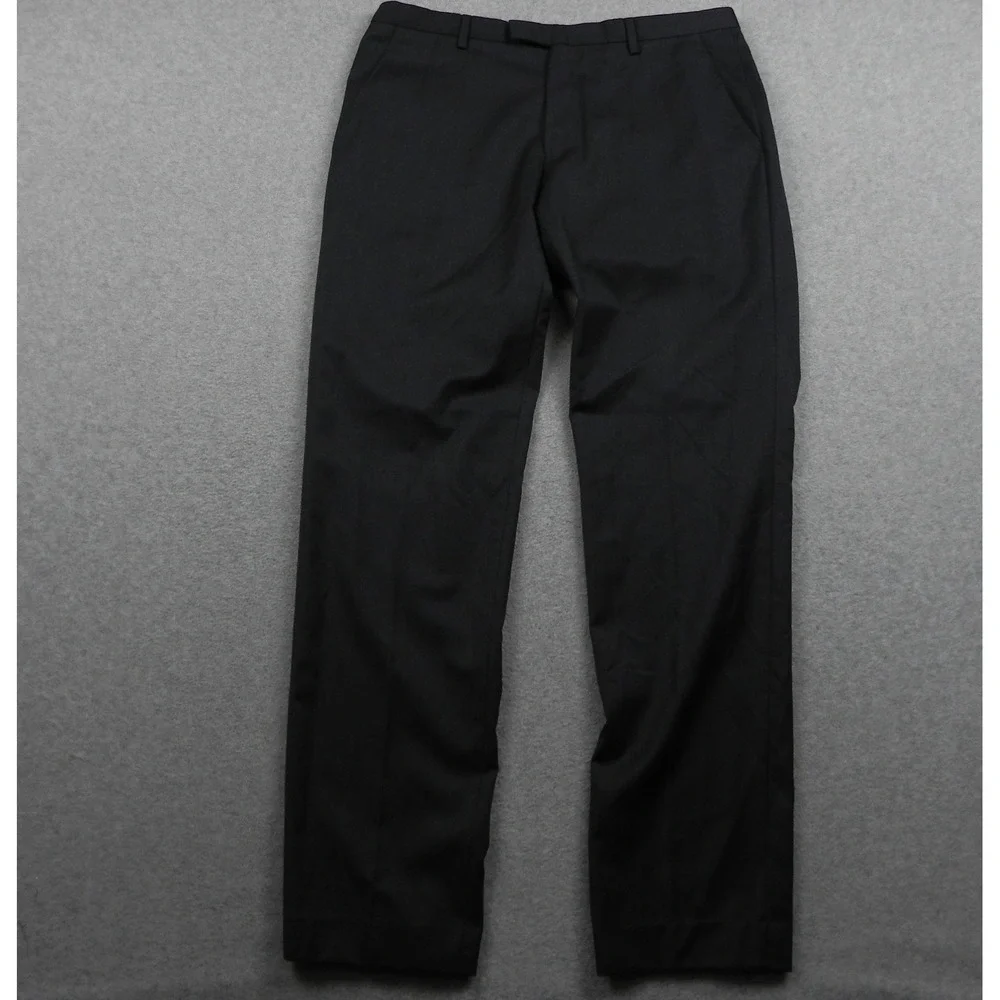 Hugo Boss Dress Pants Mens 34R Straight Fit Gray Virgin Wool Trousers Slacks